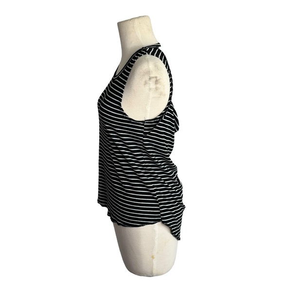 Black and White Striped Open Back Keyhole Tank Top - Picture 2 of 4